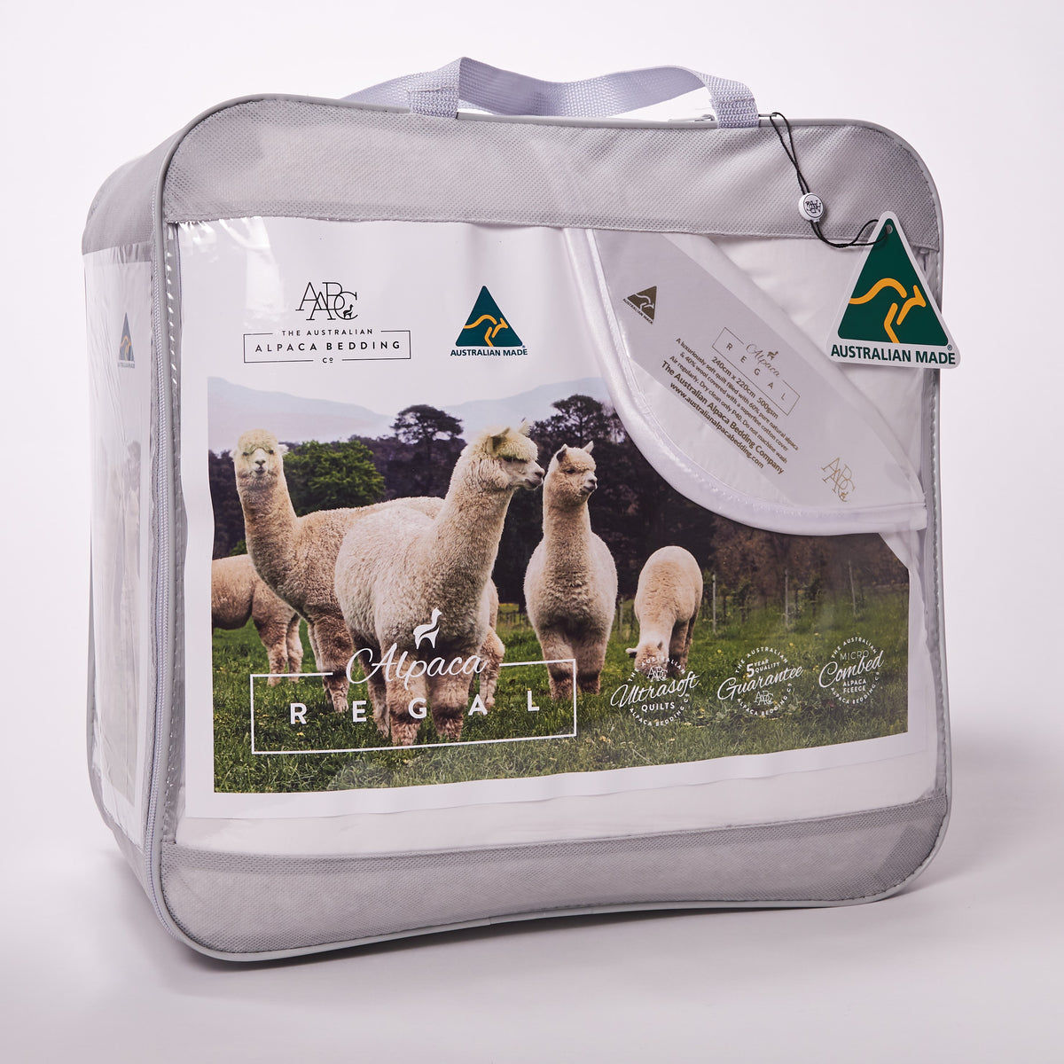 The Alpaca Regal packaging with Australian alpacas on the front insert. Soft and cute